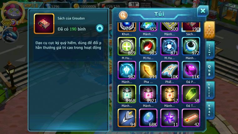 MÃ : #TTS4754 - SV 711 - V12 - TOP 18 - HOOH DYNAMAX HOOPA BÁ CHỦ UNVOA WB BÁ CHỦ THẦN GIÓ BC DIANCIE BC NHIỀU PET HUYỀN THOẠI