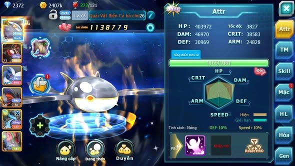 MÃ : #TTS4760 - SV 1819 - TOP 26 - V10 - QVBC BÁ CHỦ ZEVIL LUGIA YVETAL NHIỀU PET HT