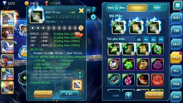 MÃ : #TTS4760 - SV 1819 - TOP 26 - V10 - QVBC BÁ CHỦ ZEVIL LUGIA YVETAL NHIỀU PET HT