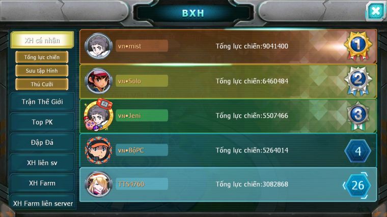 MÃ : #TTS4760 - SV 1819 - TOP 26 - V10 - QVBC BÁ CHỦ ZEVIL LUGIA YVETAL NHIỀU PET HT