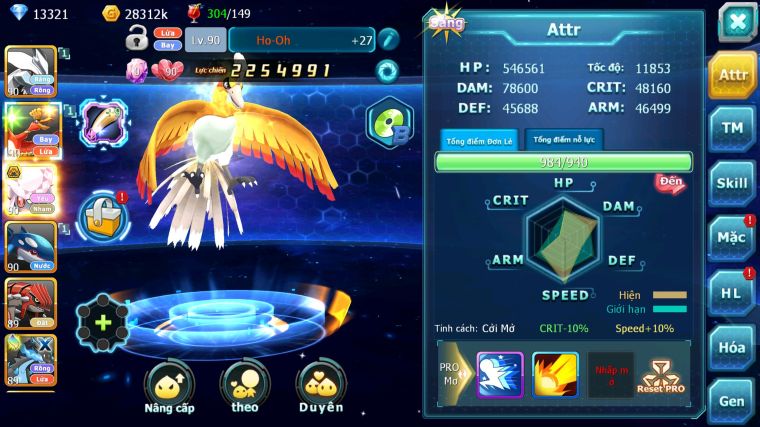 MÃ : #TTS4789 - SV 1782 - TOP 9 - V4 - 13K KC - UNVOA HOOH DIANCIE BC KYOGRE NHIỀU PET HT