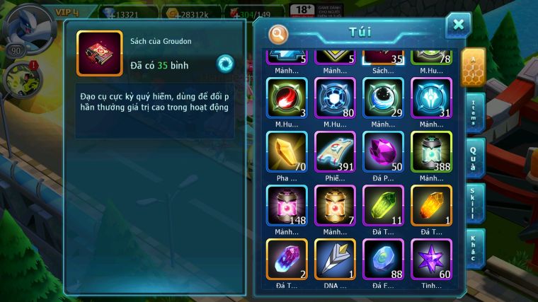 MÃ : #TTS4789 - SV 1782 - TOP 9 - V4 - 13K KC - UNVOA HOOH DIANCIE BC KYOGRE NHIỀU PET HT