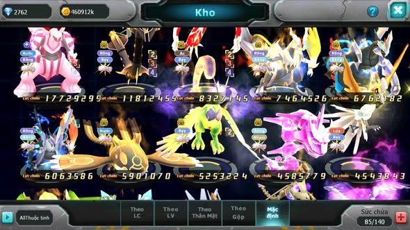 MÃ : #TTS4807 - SV 1310 - V8 - PALKIA CH RAYQUAZA BC YVETAL BC WB BC UNVOA KYOGRE BC THẦN GIÓ BC NHIỀU PET HT