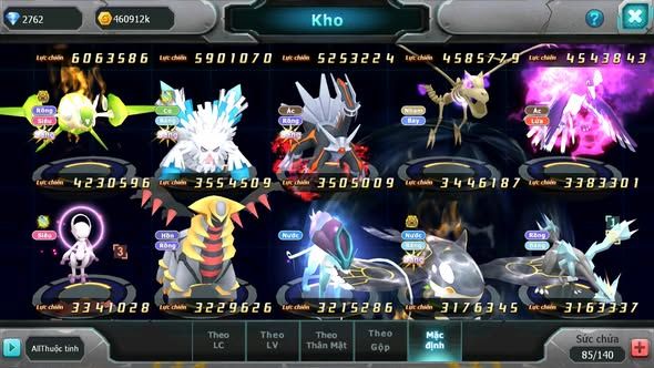 MÃ : #TTS4807 - SV 1310 - V8 - PALKIA CH RAYQUAZA BC YVETAL BC WB BC UNVOA KYOGRE BC THẦN GIÓ BC NHIỀU PET HT