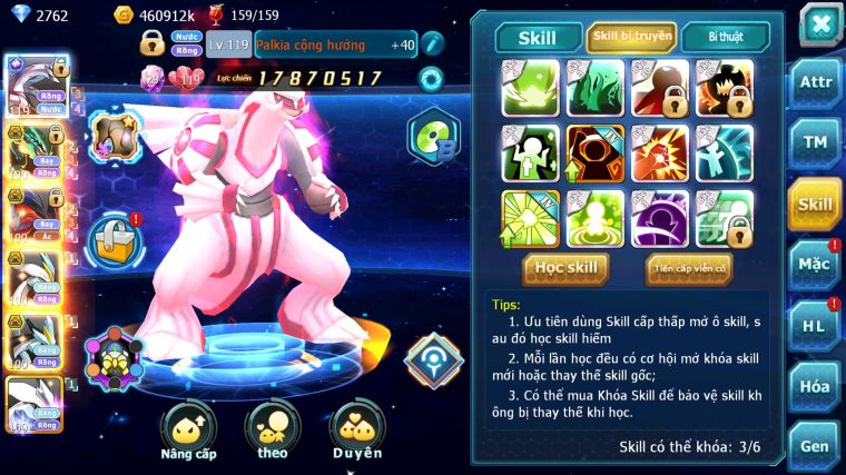 MÃ : #TTS4807 - SV 1310 - V8 - PALKIA CH RAYQUAZA BC YVETAL BC WB BC UNVOA KYOGRE BC THẦN GIÓ BC NHIỀU PET HT