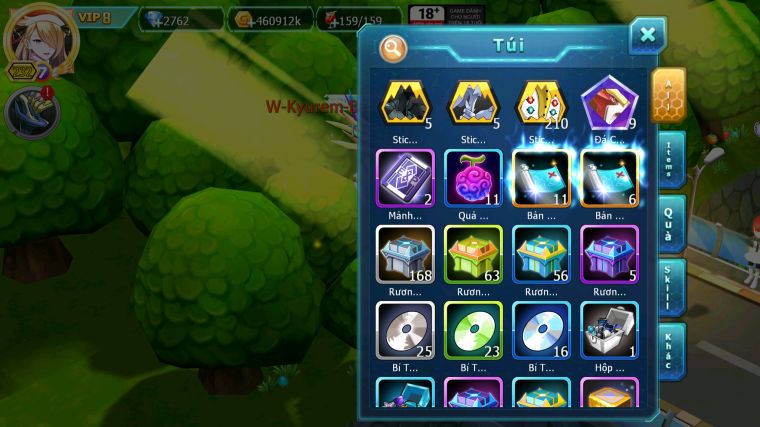 MÃ : #TTS4807 - SV 1310 - V8 - PALKIA CH RAYQUAZA BC YVETAL BC WB BC UNVOA KYOGRE BC THẦN GIÓ BC NHIỀU PET HT