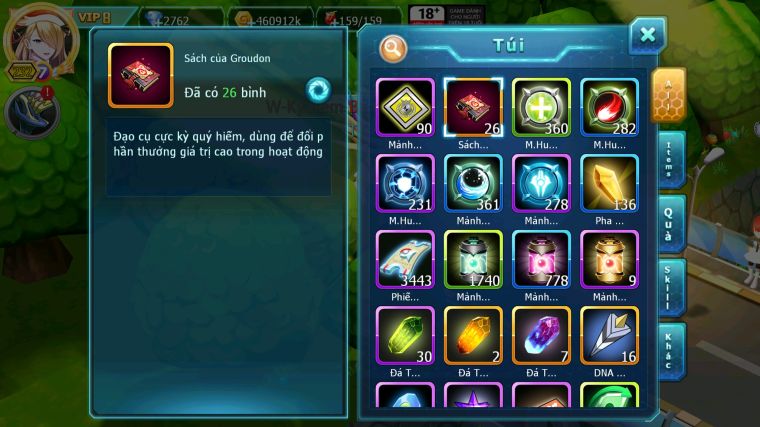 MÃ : #TTS4807 - SV 1310 - V8 - PALKIA CH RAYQUAZA BC YVETAL BC WB BC UNVOA KYOGRE BC THẦN GIÓ BC NHIỀU PET HT