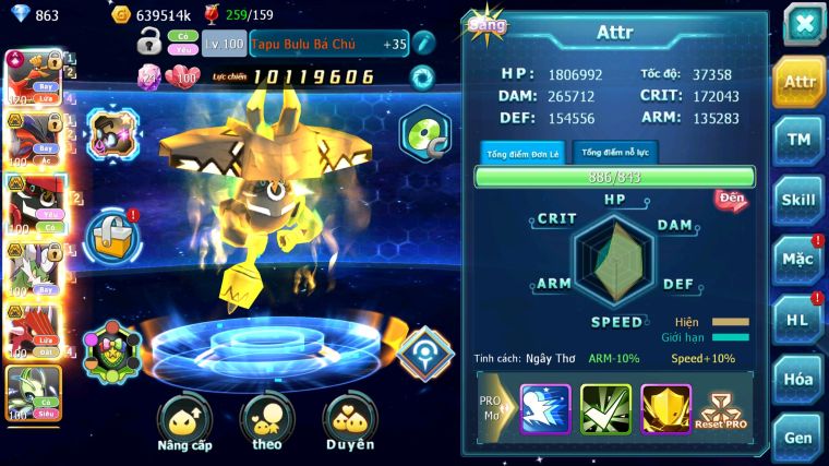 MÃ : #TTS4815 - SV 1516 - TOP 37 - V12 - HOOH CH DYNAMAX LC SIÊU KHỦNG YVETAL CB TAPU BULU BC THẦN GIÓ BC NHIỀU PET HT