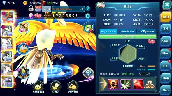 MÃ : #TTS4825 - SV 987 - V12 - 23K KC HOOH DYNAMAX WHITE DYNAMAX UNVOA BLACK BC ST PALKIA BC NHIỀU PET BC NGON