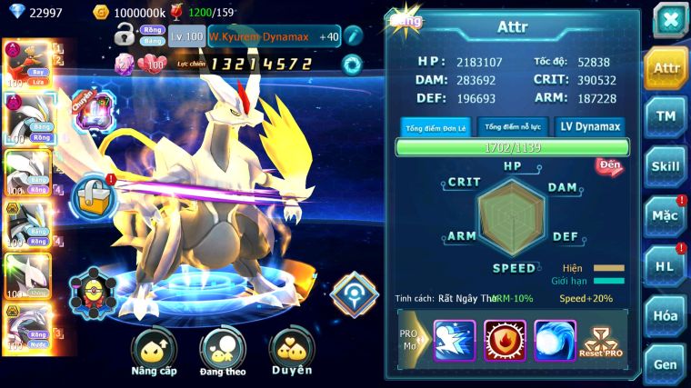 MÃ : #TTS4825 - SV 987 - V12 - 23K KC HOOH DYNAMAX WHITE DYNAMAX UNVOA BLACK BC ST PALKIA BC NHIỀU PET BC NGON