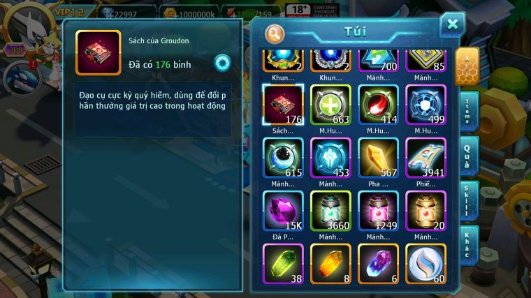 MÃ : #TTS4825 - SV 987 - V12 - 23K KC HOOH DYNAMAX WHITE DYNAMAX UNVOA BLACK BC ST PALKIA BC NHIỀU PET BC NGON