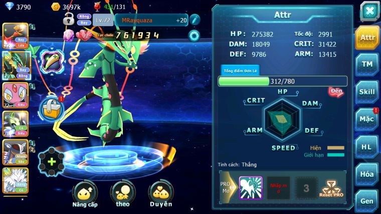 MÃ : #TTS4834 - SV 1800 - V4 - TOP43 - HOOH RAYQUAZA MES CELEBI GOODRA