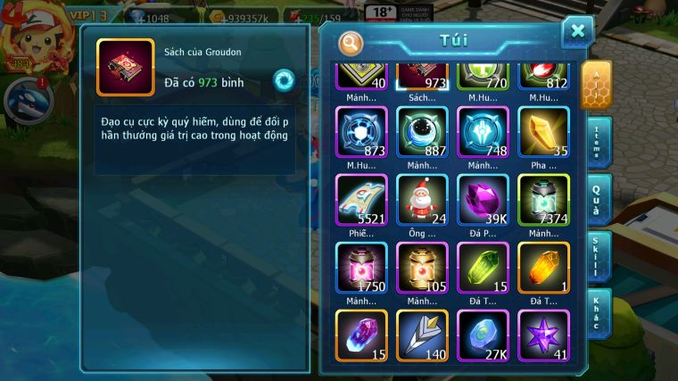 MÃ : #TTS4845 - SV 945 - TOP 11 - 973 SÁCH - HOOH CH DYNAMXA DIANCIE CH DYNAMAX PALKIA CH HENTRAN BC RẮN BĂNG BC Z100 BC