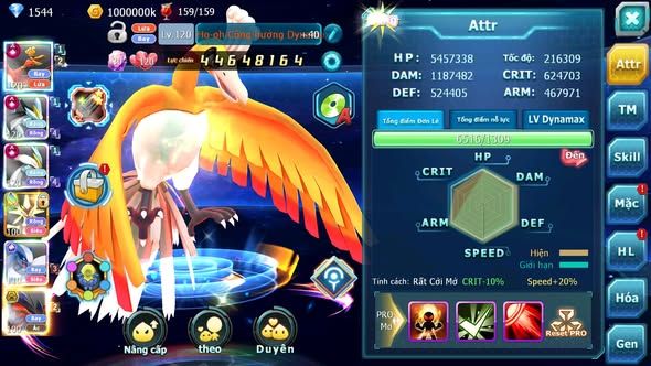 MÃ : #TTS4841 - SV 899 - TOP 11 - V15 - HOOH CH DYNAMAX WB CH DYNAMAX MEGANEC LUGIA CH NHIỀU PET BÁ CHỦ