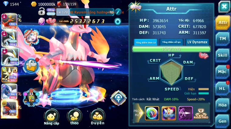 MÃ : #TTS4841 - SV 899 - TOP 11 - V15 - HOOH CH DYNAMAX WB CH DYNAMAX MEGANEC LUGIA CH NHIỀU PET BÁ CHỦ