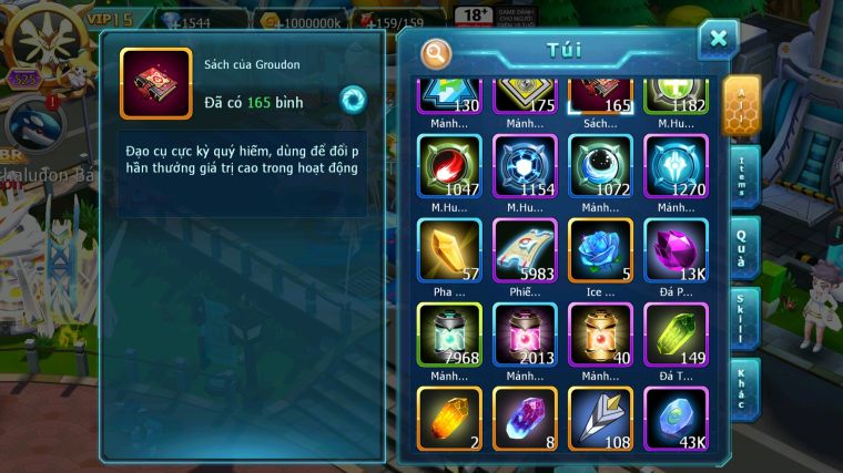 MÃ : #TTS4841 - SV 899 - TOP 11 - V15 - HOOH CH DYNAMAX WB CH DYNAMAX MEGANEC LUGIA CH NHIỀU PET BÁ CHỦ