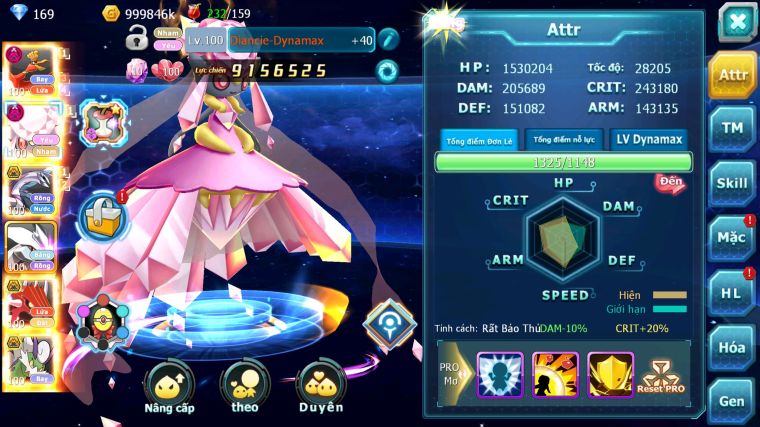 MÃ : #TTS4851 - SV 1351 - V12 -HOOH DYNAMX DIANCIE DYNAMAX PALKIA BC UNVOA QVLD BC THẦN GIÓ BC RẮN BĂNG BC 3 TEAM NGON