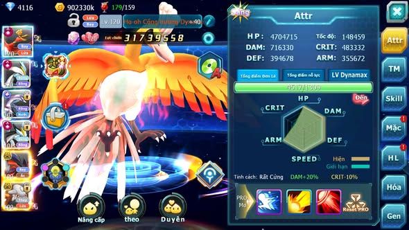 MÃ : #TTS4850 - SV 1216 - TOP 7LC - HOOH CH DYNAMAX WB CH DYNAMAX PALKIA CH YVETAL BC SÉT ĐỒ NGON NHIỀU PET BC