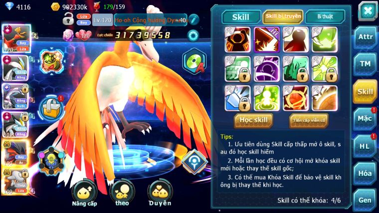 MÃ : #TTS4850 - SV 1216 - TOP 7LC - HOOH CH DYNAMAX WB CH DYNAMAX PALKIA CH YVETAL BC SÉT ĐỒ NGON NHIỀU PET BC