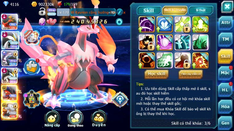 MÃ : #TTS4850 - SV 1216 - TOP 7LC - HOOH CH DYNAMAX WB CH DYNAMAX PALKIA CH YVETAL BC SÉT ĐỒ NGON NHIỀU PET BC