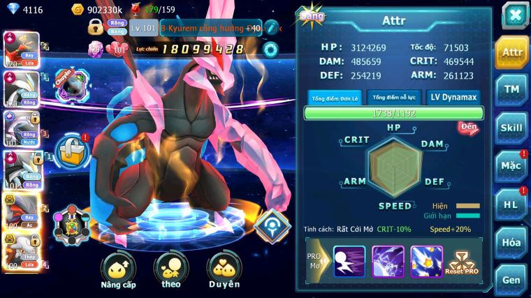 MÃ : #TTS4850 - SV 1216 - TOP 7LC - HOOH CH DYNAMAX WB CH DYNAMAX PALKIA CH YVETAL BC SÉT ĐỒ NGON NHIỀU PET BC