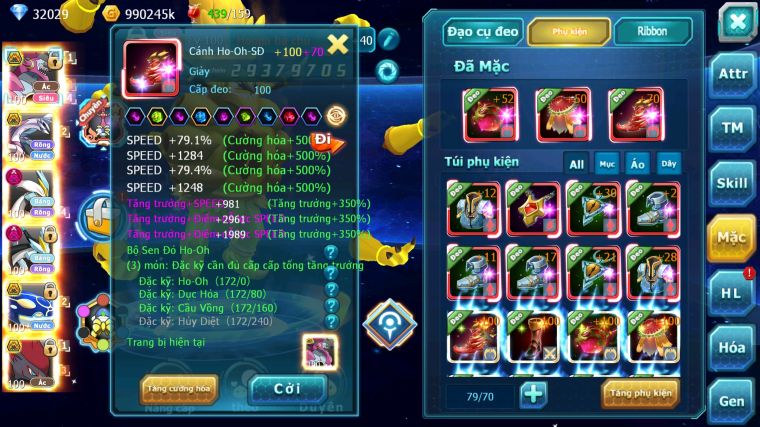 MÃ : #TTS4868 - SV 693 - TOP 8 - V14 - 32K KC - HOOPA BÁ CHỦ BUILD CỰC TỐT PALKIA BC WB DYNAMAX KYOGRE BC NHIỀU PET BÁ CHỦ NGON