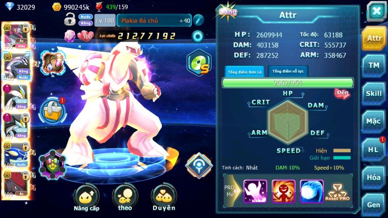 MÃ : #TTS4868 - SV 693 - TOP 8 - V14 - 32K KC - HOOPA BÁ CHỦ BUILD CỰC TỐT PALKIA BC WB DYNAMAX KYOGRE BC NHIỀU PET BÁ CHỦ NGON
