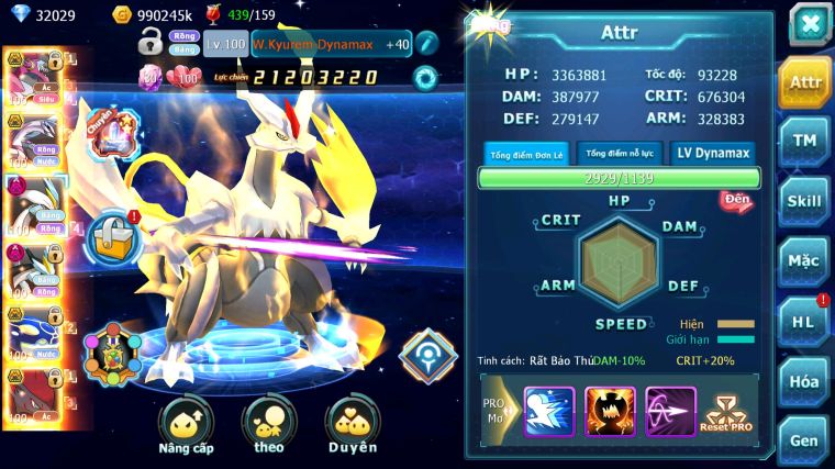 MÃ : #TTS4868 - SV 693 - TOP 8 - V14 - 32K KC - HOOPA BÁ CHỦ BUILD CỰC TỐT PALKIA BC WB DYNAMAX KYOGRE BC NHIỀU PET BÁ CHỦ NGON