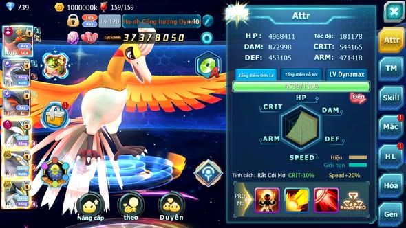 MÃ : #TTS4891 - SV1155- V13 - TOP13-  HOOH CH DYNAMAX PALKIA CH YVETAL CH WHITE DYNAAMX QVBC BC NHIỀU PET BC