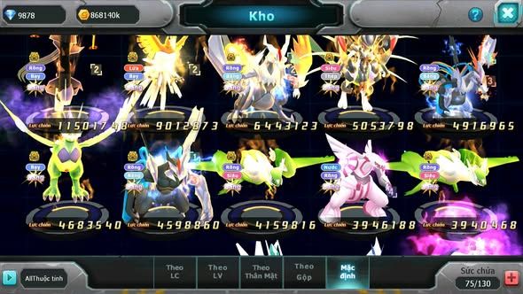 MÃ : #TTS5007 - SV 1267 - V13 - RAYQUZA BC HOOH BC UNVOA WB BC MEW GIÁP BC CẶP LATI BC NHIỀU PET HT