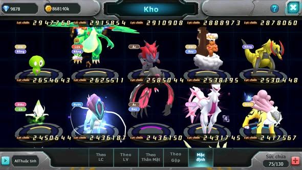 MÃ : #TTS5007 - SV 1267 - V13 - RAYQUZA BC HOOH BC UNVOA WB BC MEW GIÁP BC CẶP LATI BC NHIỀU PET HT