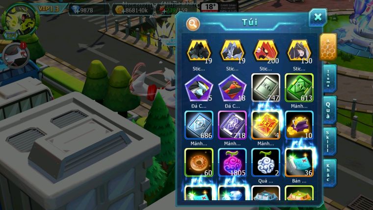 MÃ : #TTS5007 - SV 1267 - V13 - RAYQUZA BC HOOH BC UNVOA WB BC MEW GIÁP BC CẶP LATI BC NHIỀU PET HT