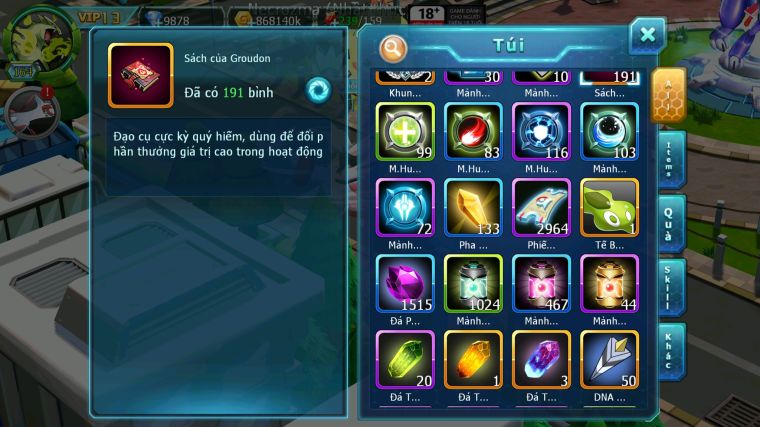 MÃ : #TTS5007 - SV 1267 - V13 - RAYQUZA BC HOOH BC UNVOA WB BC MEW GIÁP BC CẶP LATI BC NHIỀU PET HT