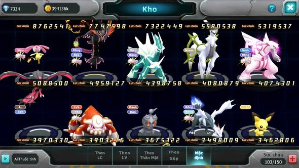 MÃ : #TTS5008 - SV 1178 - TOP 17 - V15 - HOOH CH DYNAMAX WB CH DYNAMAX THẦN ĐIỆN DYNAMAX PR DIALGA BÁ CHỦ CẶP LATI BC QUÁ NGON