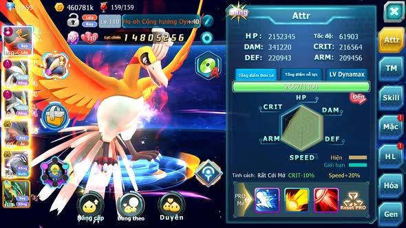 MÃ : #TTS5012 - SV1670 - TOP47 - HOOH CH DYNAMAX WB DYNAMAX YVETAL BÁ CHỦ PALKIA BC THẦN GIÓ BC NHIỀU PET HT