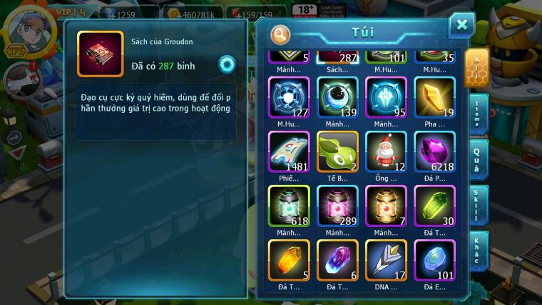 MÃ : #TTS5012 - SV1670 - TOP47 - HOOH CH DYNAMAX WB DYNAMAX YVETAL BÁ CHỦ PALKIA BC THẦN GIÓ BC NHIỀU PET HT