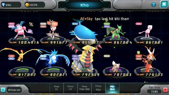 MÃ : #TTS5035 - SV 1789 - HOOH UNVOA GROUDON BC MEGA CHAR BC NHIỀU PET HT