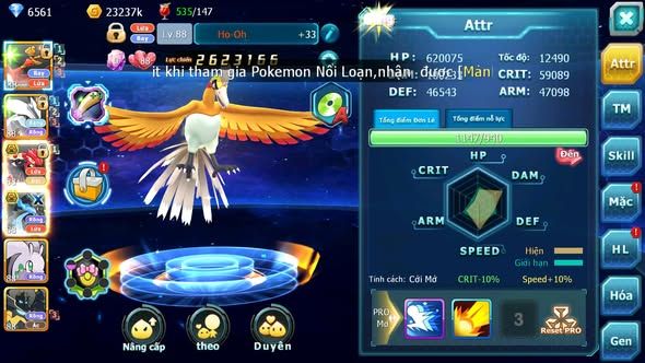 MÃ : #TTS5035 - SV 1789 - HOOH UNVOA GROUDON BC MEGA CHAR BC NHIỀU PET HT