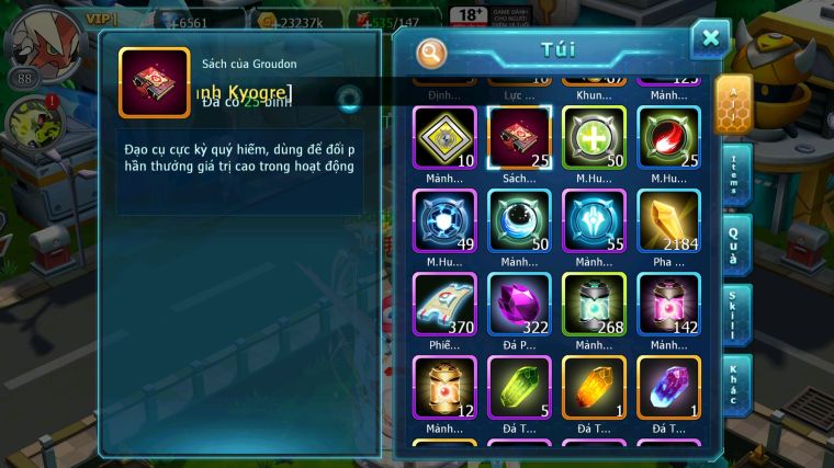 MÃ : #TTS5035 - SV 1789 - HOOH UNVOA GROUDON BC MEGA CHAR BC NHIỀU PET HT