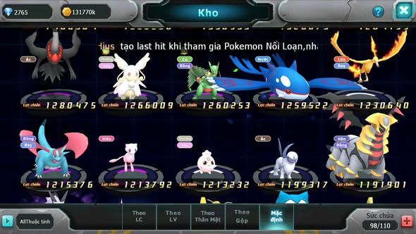 MÃ : #TTS5034 - SV1784 - V12 - TOP 40 - HOOH DYNAMAX THẦN GIÓ BC QVLD BC CẶP LATI BC NHIỀU PET HT