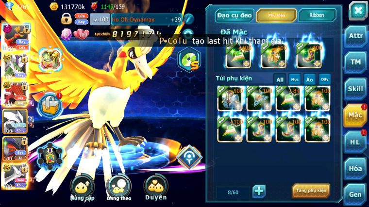 MÃ : #TTS5034 - SV1784 - V12 - TOP 40 - HOOH DYNAMAX THẦN GIÓ BC QVLD BC CẶP LATI BC NHIỀU PET HT