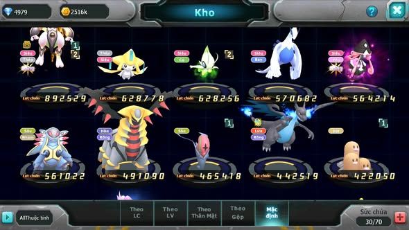 MÃ : #TTS5037 - SV 1733 - V3 - MEW GIÁP BÁ CHỦ JIRACHI  CELEBI LUGIA TAPU LELE