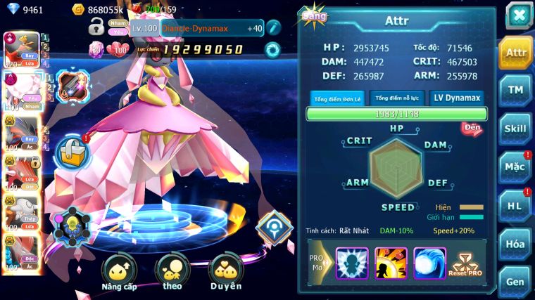 MÃ : #TTS5049 - SV916 - TOP18 - HOOH CH DYNAMAX LC SIÊU KHỦNG DIANCIE DYNAMAX YVETAL BC QVLD BC YVETAL BC NHIỀU PET HT