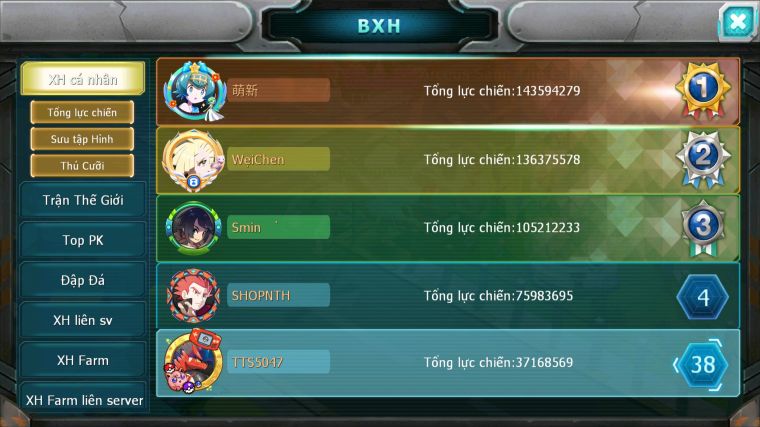 MÃ : #TTS5047 - SV1610 - V15 - TOP 27 - 48K KC - KORAIDON BÁ CHỦ HOOH DYANAMX YVETAL BC QVLD BC THẦN GIÓ BC CẶP LATI BC QUÁ NGON