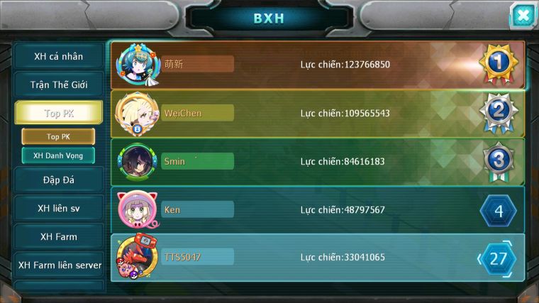 MÃ : #TTS5047 - SV1610 - V15 - TOP 27 - 48K KC - KORAIDON BÁ CHỦ HOOH DYANAMX YVETAL BC QVLD BC THẦN GIÓ BC CẶP LATI BC QUÁ NGON