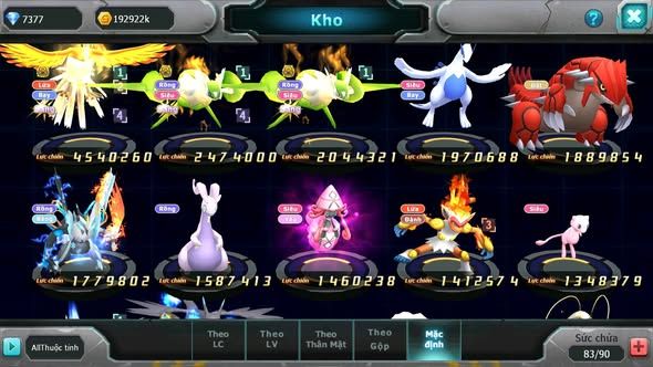 MÃ : #TTS5068 - SV 1763 - HOOH BÁ CHỦ UNVOA CẶP LATI BC GOODRA GROUDON