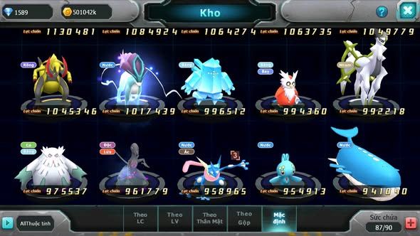 MÃ : #TTS5098 - SV 1695 - V6 - DIANCIE BC TAPU FINI BC XERM MEW GIÁP GROUDON NHIỀU PET HT