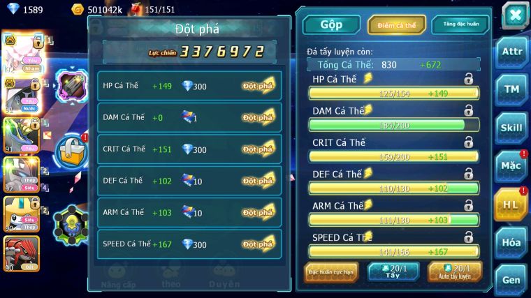 MÃ : #TTS5098 - SV 1695 - V6 - DIANCIE BC TAPU FINI BC XERM MEW GIÁP GROUDON NHIỀU PET HT