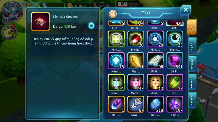 MÃ : #TTS5098 - SV 1695 - V6 - DIANCIE BC TAPU FINI BC XERM MEW GIÁP GROUDON NHIỀU PET HT