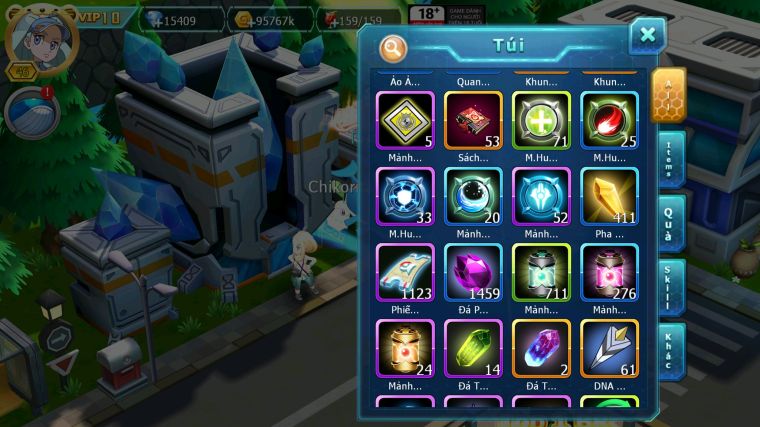 MÃ : #TTS5116 - SV 1693 - V10 - 15K KC - HOOH DYNAMAX QVLD BC THẦN GIÓ BC LUGIA BC YVETAL UNVOA KYOGRE NHIỀU PET HT